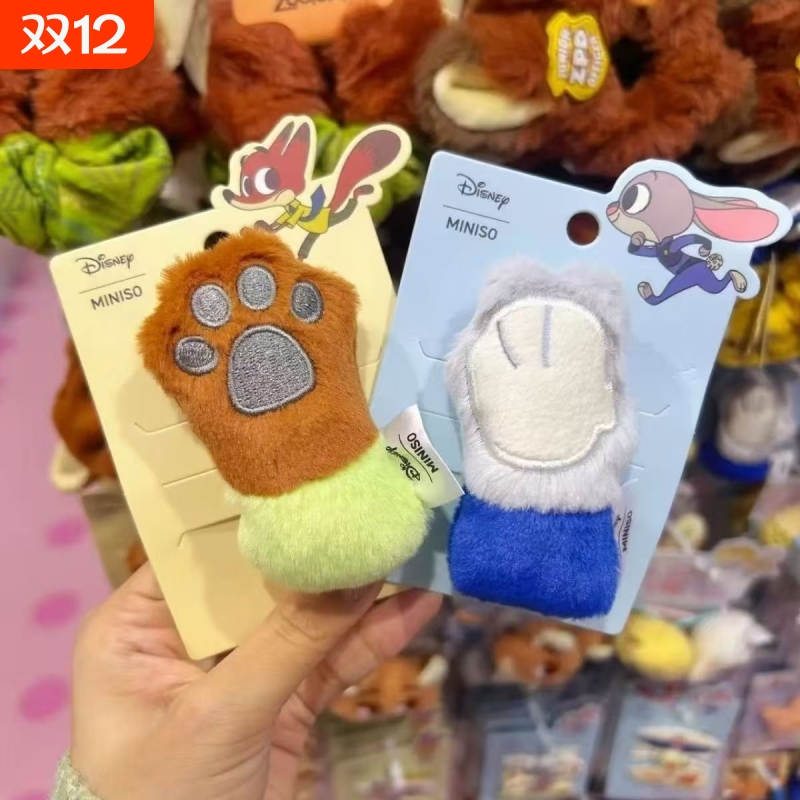 疯狂动物城朱迪尼克爪爪毛绒发夹卡通萌趣少女心边夹 可爱发饰