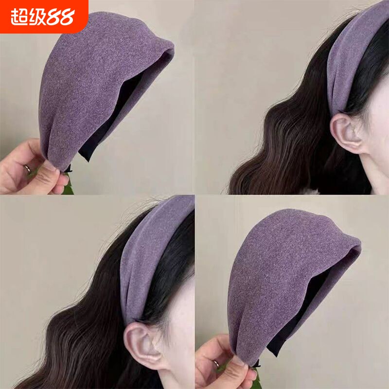 不勒头宽边发箍布艺秋冬韩复古发卡超宽发带儿童紫色灰色白色图片