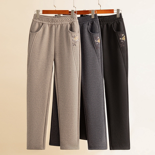 妈妈保暖长裤 中老年裤 婆婆奶奶直筒裤 秋冬加绒加厚休闲裤 子女秋装