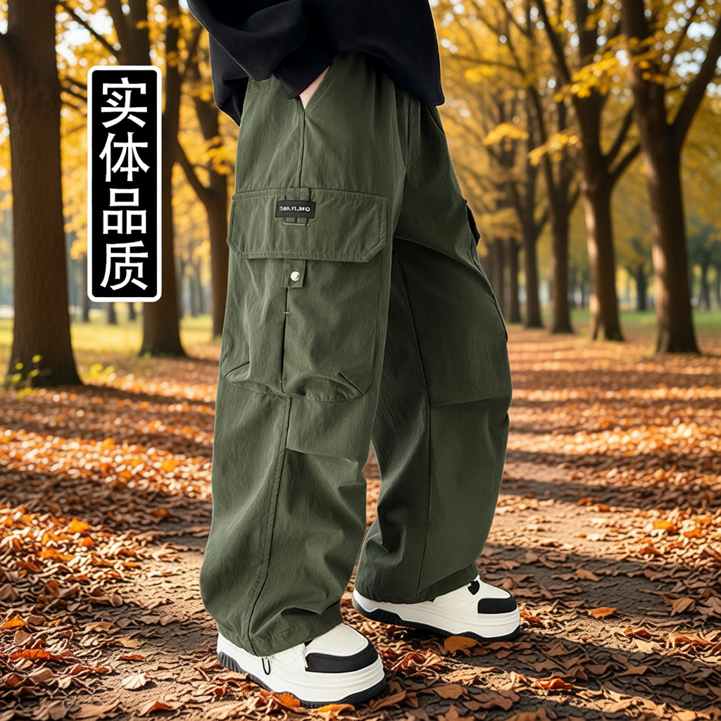 男童春秋款工装裤2025新款儿童夏季薄款裤子中大童男孩酷冬季加绒