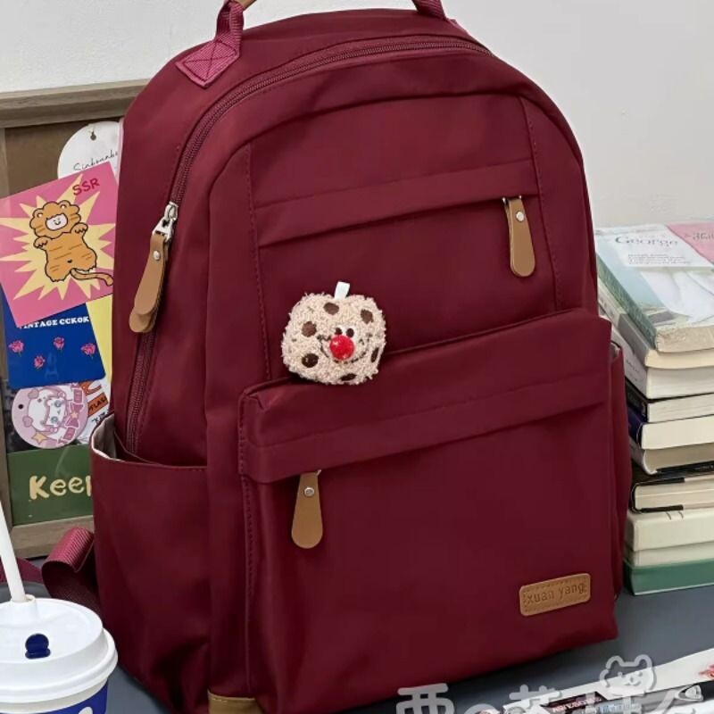 休闲百搭双肩包女日系复古时尚通勤旅行电脑背包少女学生上课书包