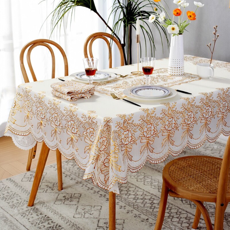 桌布防水防油免洗防烫餐桌布长方形轻奢高级感塑料台布垫茶几桌布