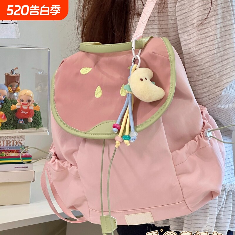 大学生双肩包高颜值旅游轻便日系小背包可爱书包绿色学院风防水