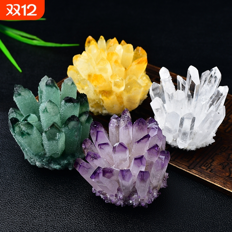 天然紫白水晶簇摆件|108人收藏