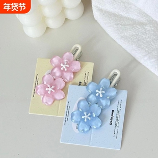 果冻粉色樱花发夹高颜值甜美高级感少女刘海侧边发卡饰品发饰批发