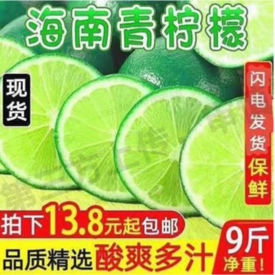 泰国塔希提无籽青柠檬奶茶店专用多汁皮薄柠檬新鲜浓香型精选小青
