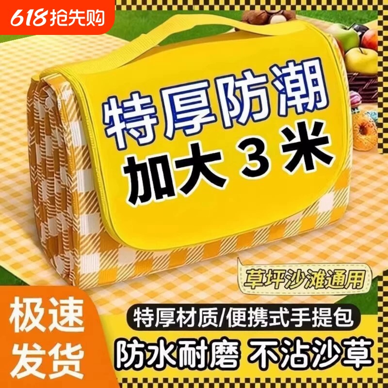 野餐垫户外防潮垫防水加厚便携徒步沙滩垫便携露营野炊草坪地垫子