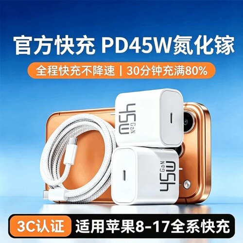 适用苹果PD快充45W30W20W充电头