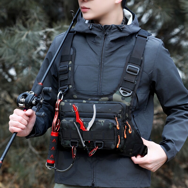 多功能路亚包战术胸包钓鱼马甲户外工具专用快反摄影师双肩胸挂包
