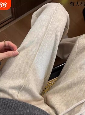 窄版阔腿裤女2025秋冬新款大码胖mm高腰显瘦垂感毛呢直筒裤小个子