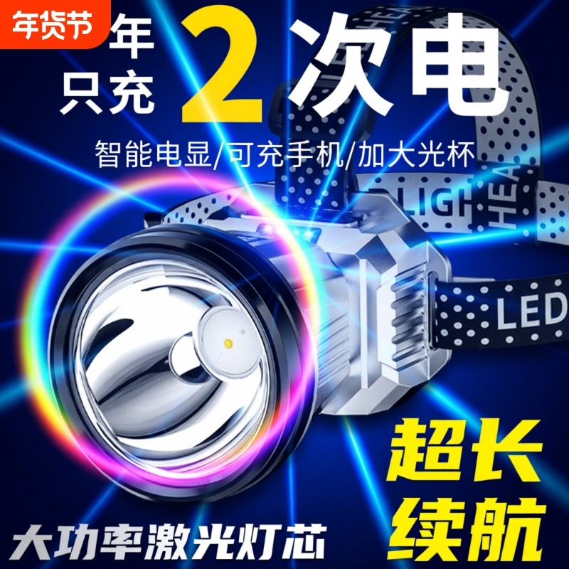 公牛适用头灯2025新款头戴式强光超亮充电户外登山感应灯钓鱼专用