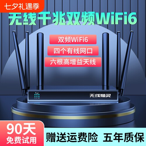 无线猫灵2026新款随身无线路由器智能千兆双频WiFi6家用出租房宽带全屋覆盖高速千兆AX1800移动CPE网卡网络