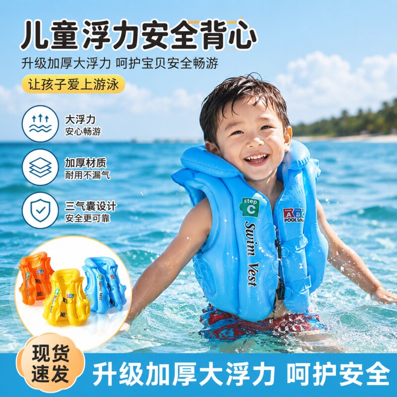 儿童游泳圈浮力衣男女童浮水袖手臂圈宝宝马甲背心救生衣游泳装备