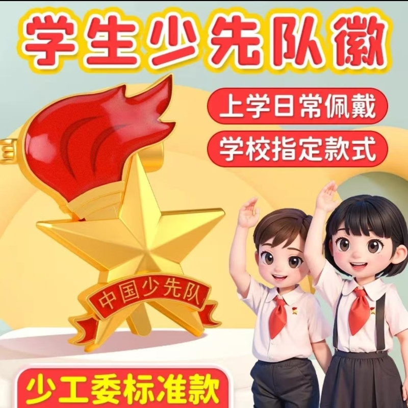 学校指定队徽少先队员别针款标准型胸章队徽少先队员专用磁吸式强磁吸少先队队徽不褪色队徽少先队员正版徽章