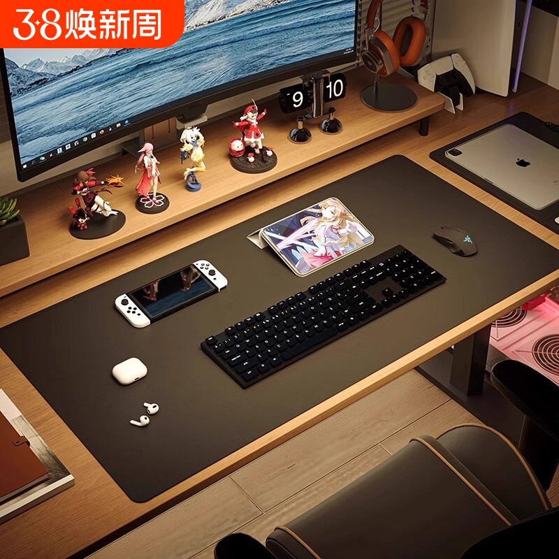 皮革鼠标垫超大号电脑桌垫老板桌面垫书桌垫子桌布防水耐脏无甲醛