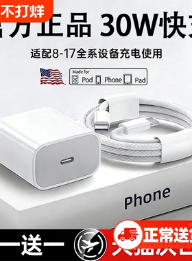 【国家3C认证】30W快充适用苹果充电器头iPhone17/15/14/13/12ProMax手机PD原装数据线16插头iPad一套装正品