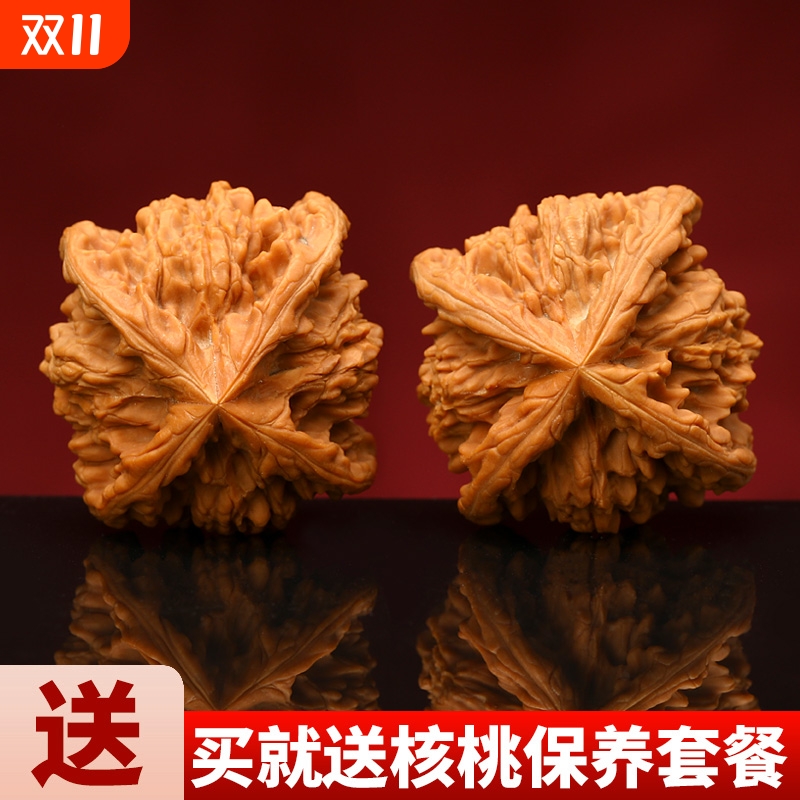 文玩核桃王勇官帽四棱拼接四道筋异形核桃古玩盘玩手把件男狮子头