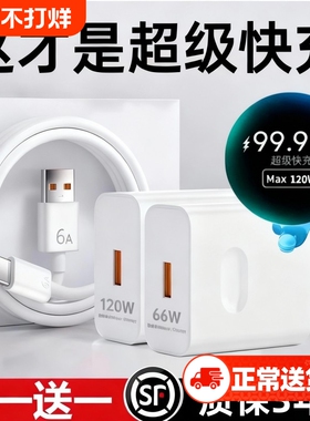 充电器120W超级快充头mate60p30prop50p40p20nova12/970手机66W插头se数据线p60闪充原套装