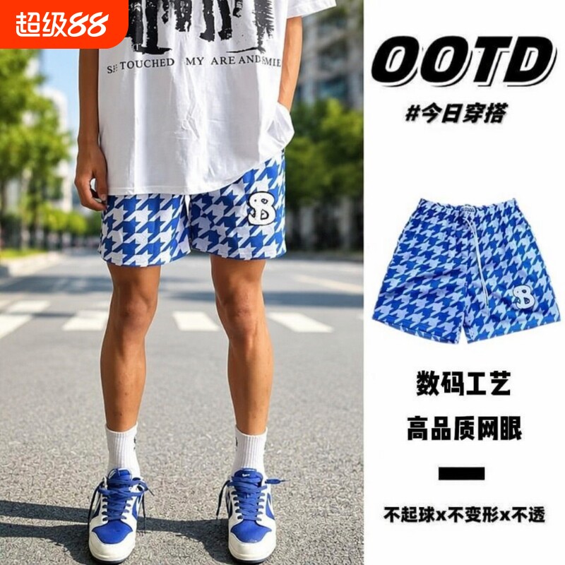 美式篮球裤男宽松不过膝运动短裤图片