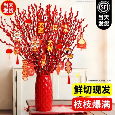 鲜枝银柳含瓶加挂饰整套省心组合