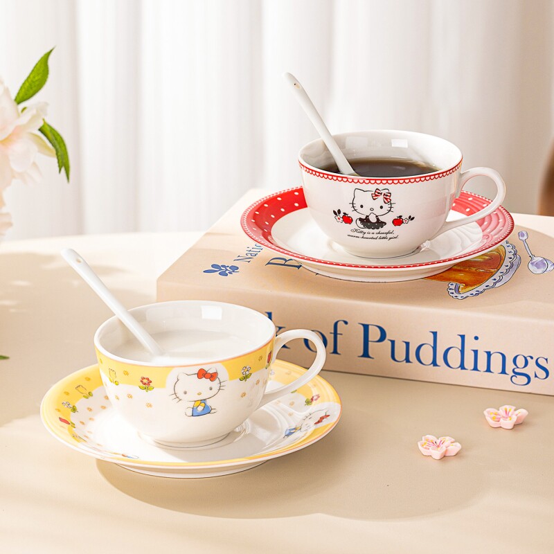 HelloKitty陶瓷咖啡杯碟套装女士个人专用可爱杯子马克杯精