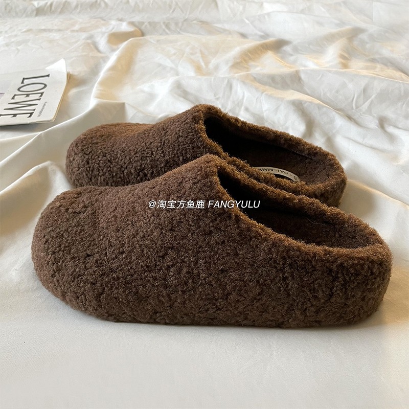 方鱼鹿ins毛毛拖鞋女2025秋冬季保暖加绒包头半拖鞋外穿毛绒红色,女鞋,毛毛鞋,淘宝优惠券,粉丝福利购,淘宝优惠卷