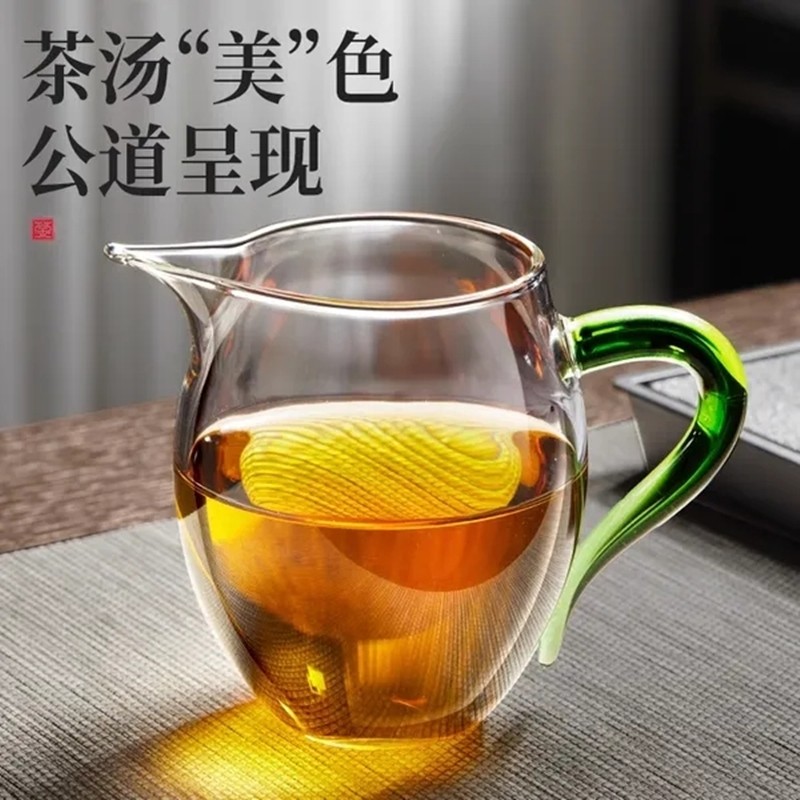 耐热大号公道杯直身分茶器茶漏茶海套装功夫茶具加厚玻璃泡茶公杯