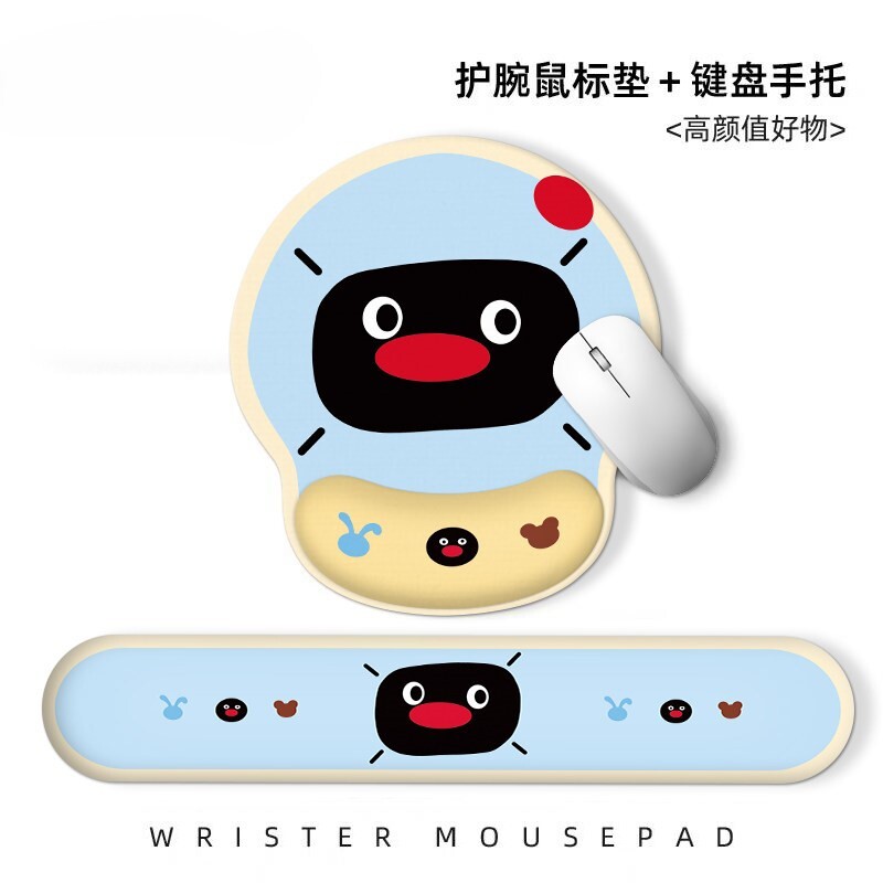 可爱企鹅卡通护腕鼠标垫女生办公图片