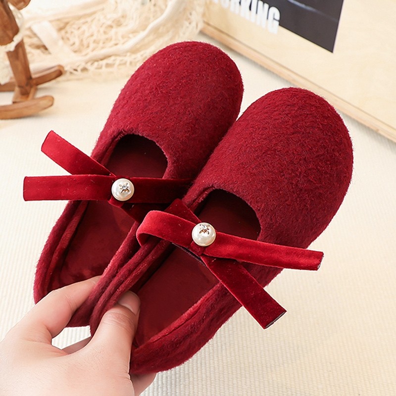 2025秋冬新款女童玛丽珍鞋加绒毛毛鞋小香风棉鞋保暖豆豆鞋公主风