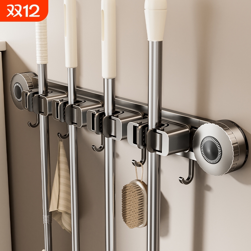 吸盘拖把壁挂夹免打孔浴室卫生间墙上置物架拖把固定架子收纳神器