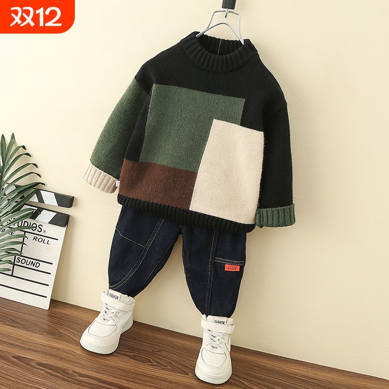 男童毛衣儿童秋冬季2025加厚宝宝保暖线衣内搭针织衫童装厚款洋气