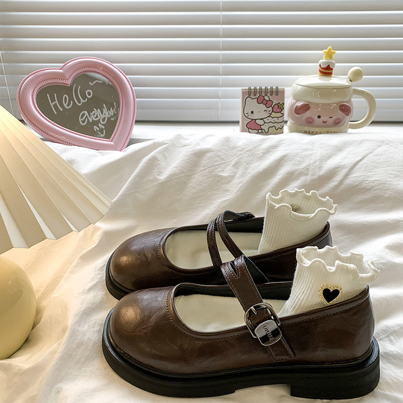 法式平底玛丽珍小皮鞋女2025秋季新款复古百搭日系圆头配裙子单鞋