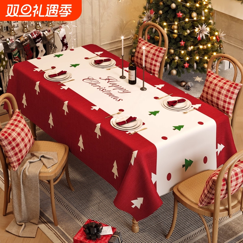 圣诞氛围pvc防水防油桌布