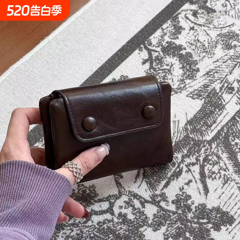 日韩风复古钱包卡包一体证件包卡夹零钱包钱包女款卡包证件收纳包