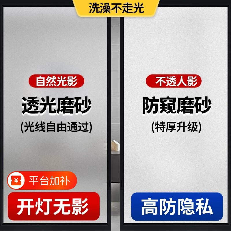 窗户防窥膜浴室卫生间玻璃门磨砂贴膜防走光贴纸透光不透人静电贴