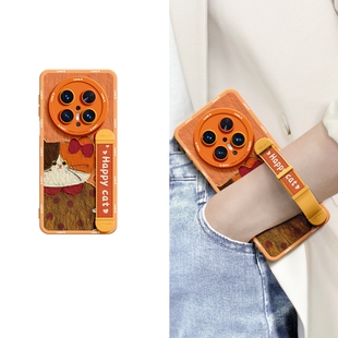 适用华为Mate70Pro手机壳2025新品女Mate80系列腕带M50支架Mata60可调节40E全包的保护套Pro+防摔M30侧脸小猫