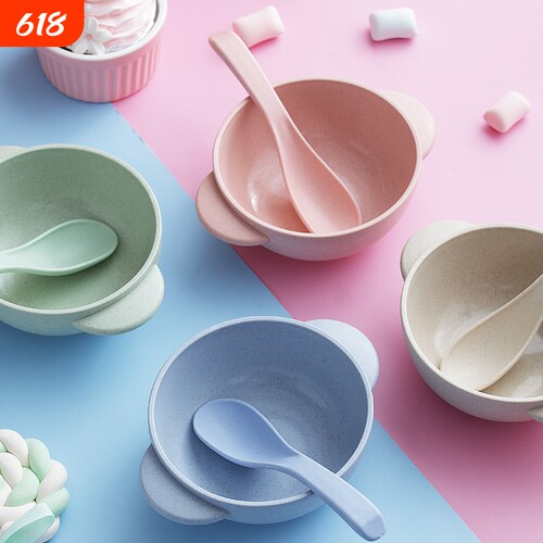 宝宝辅食碗婴儿防摔防烫碗幼儿园吃饭碗儿童餐具可爱家用碗勺套装 - 封面