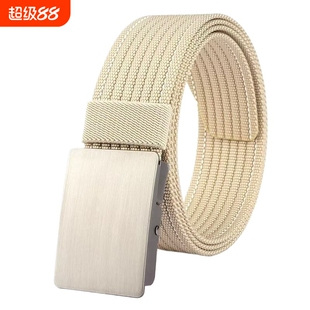 皮带腰带无印MUJ日本男士帆布平滑扣休闲百搭尼龙加厚无孔裤.新款
