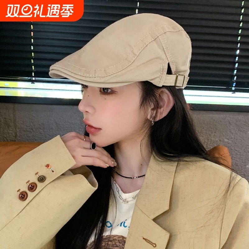 港风潮流复古前进帽简约帽子女春季韩版画家时尚个性男报童贝雷帽
