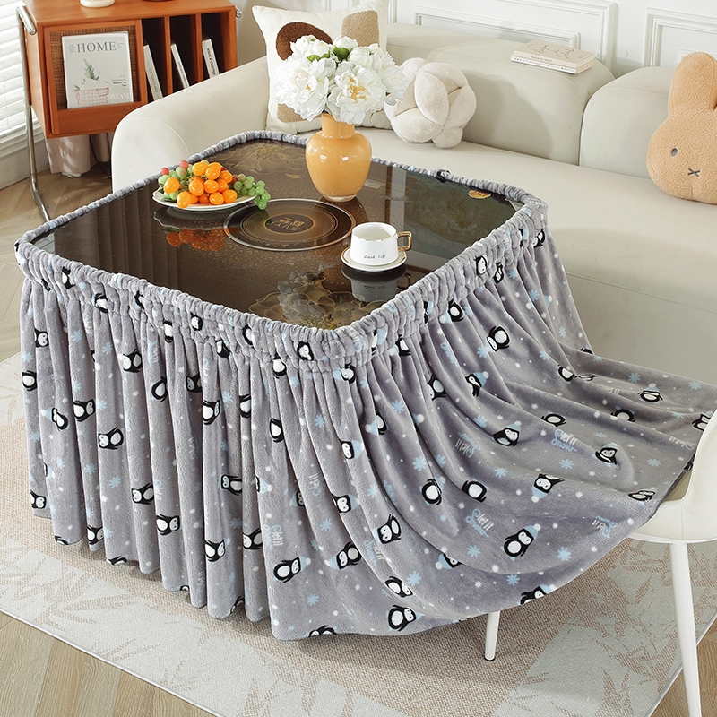 通用型烤火桌子罩套加绒冬季电烤炉茶几取暖桌罩正方形圆形烤火罩