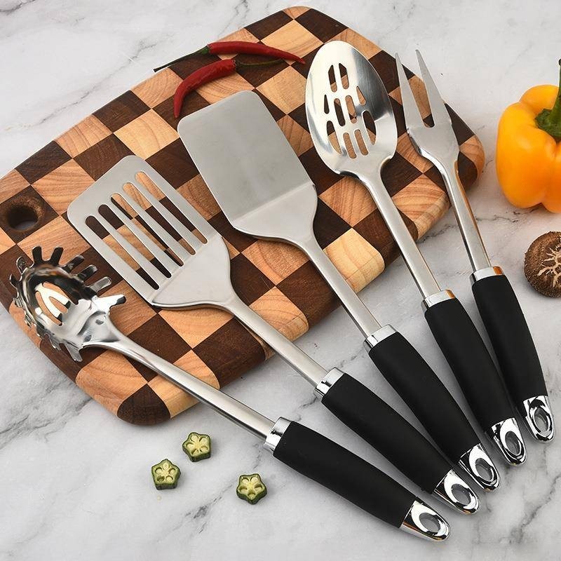 不锈钢厨具工具套装烹饪炒菜锅铲漏勺意粉勺叉子厨房厨具5件套