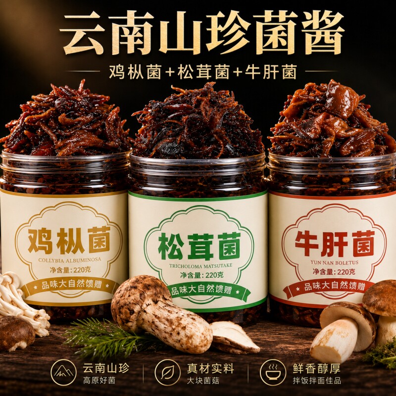 云南特产鸡枞菌松茸菌牛肝菌即食图片