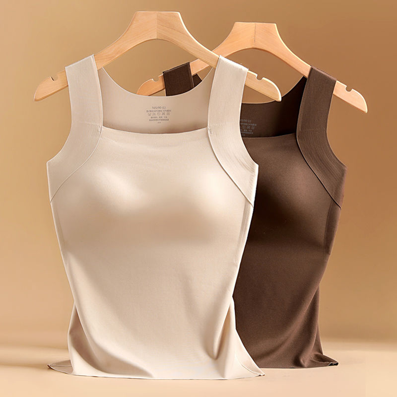 秋冬无痕云朵肌底衣保暖背心女固定杯美肤衣秋衣时尚羊毛贴身发热