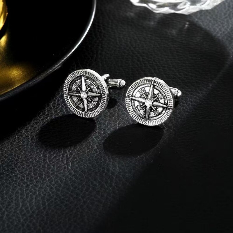 创意新款周边时尚复古八芒星罗盘袖扣个性时尚男士袖扣衬衣