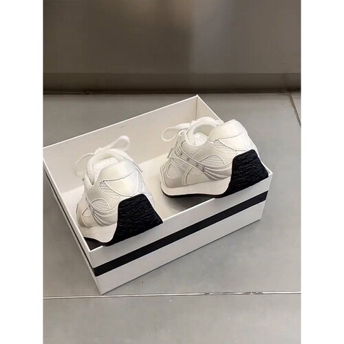 自留！老爹鞋女款休闲运动风白色网面透气系带轻便百搭厚底德训鞋