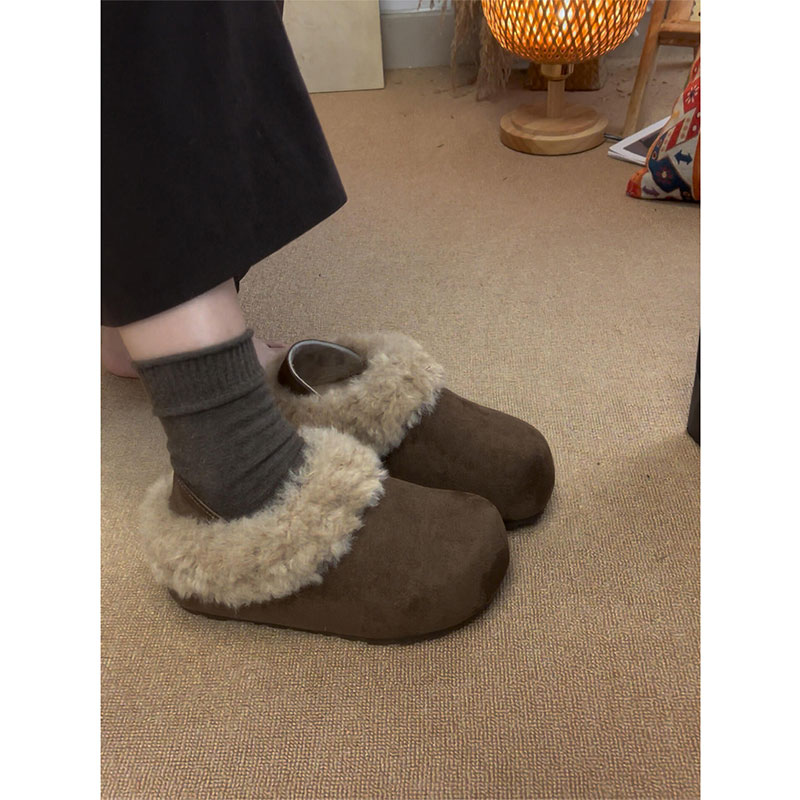 毛绒绒勃肯鞋女2025冬季新款皮毛一体雪地靴两穿加绒保暖毛毛棉鞋