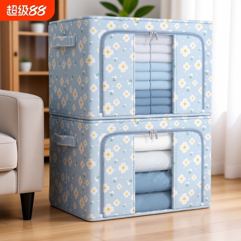 衣服收纳箱家用整理盒布艺大容量牛津布储物箱超大衣物防潮衣柜