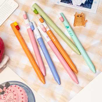 创意爱心胶囊中性笔ins高颜值ST笔头0.5mm速干黑色签字笔按动笔中性笔考试必备葫芦头刷题笔黑色水笔实付8元到手包邮