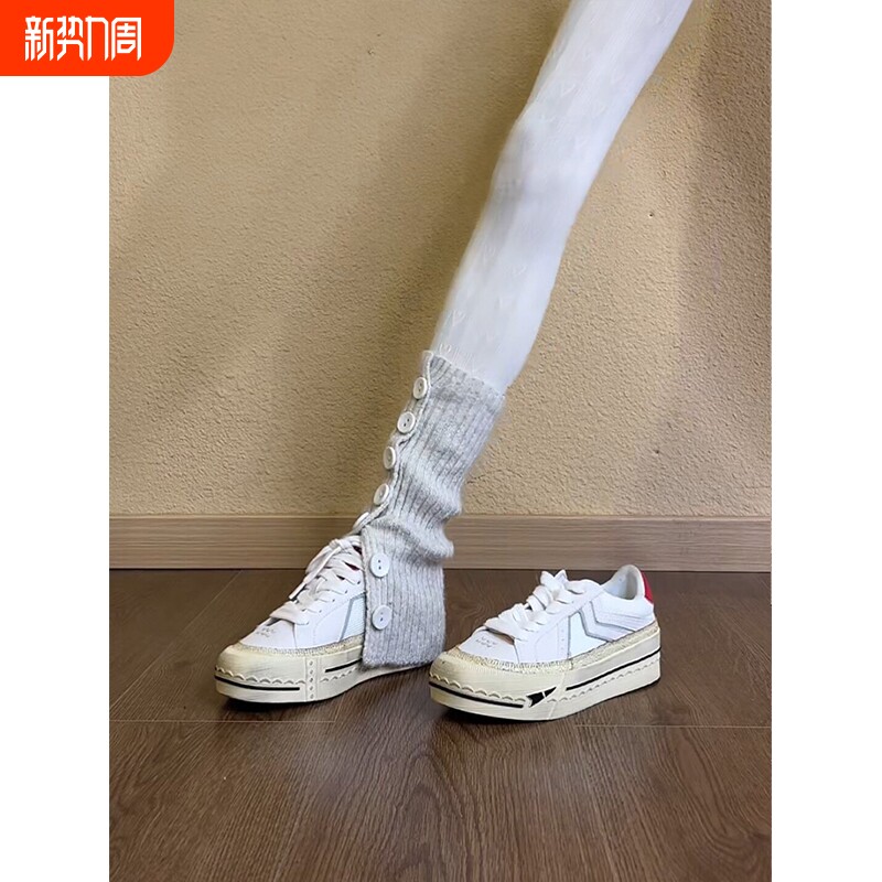 休闲风厚底星星板鞋小白鞋女春季新款德训鞋松弛感复古做旧小脏鞋