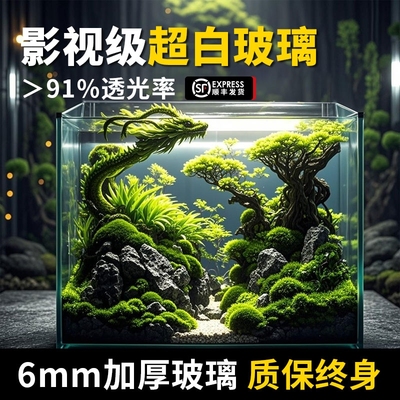 2025新款玻璃缸金鱼缸家用客厅小型桌面乌龟缸生态长方形裸缸